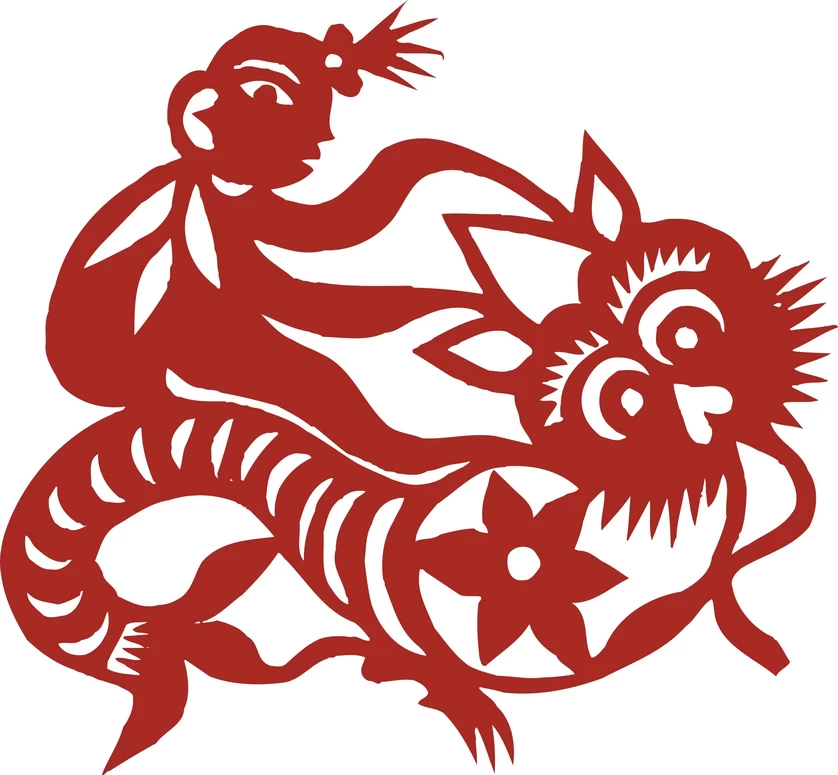 中国风中式传统喜庆民俗人物动物窗花剪纸插画边框AI矢量PNG素材【2180】